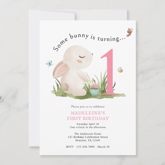 Some Bunny is One 1th Birthday招待状 招待状 (正面)
