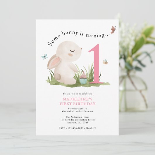 Some Bunny is One 1th Birthday招待状 招待状 (スタンド正面)