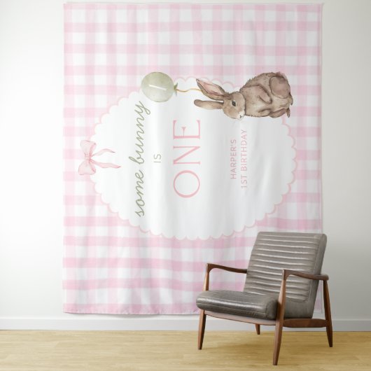 Some Bunny is One Birthday Personalized Banner  タペストリー (インサイチュ)