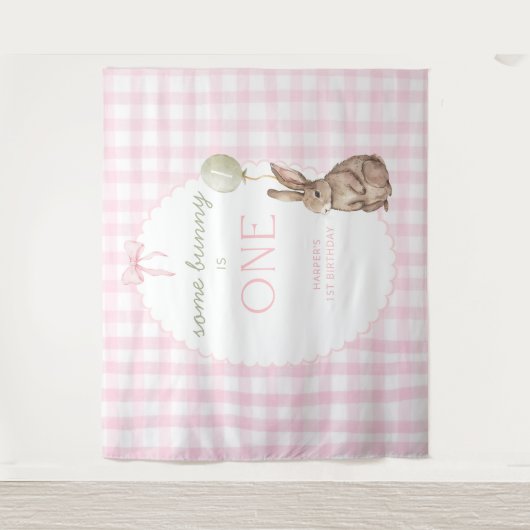 Some Bunny is One Birthday Personalized Banner  タペストリー (正面)