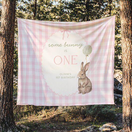 Some Bunny is One Birthday Personalized Banner  タペストリー