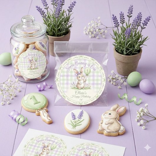 Some Bunny is One Birthday Stickers ラウンドシール