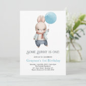 Some Bunny is one Blue Boy Bunny 1st Birthday 招待状 (スタンド正面)