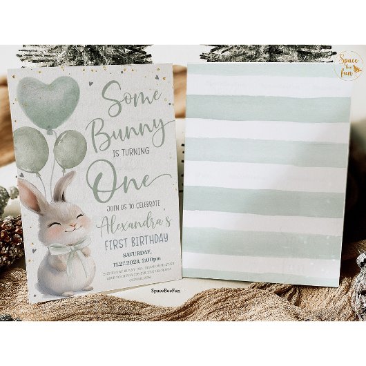 Some Bunny is one Bow Bunny 1st Birthday 招待状