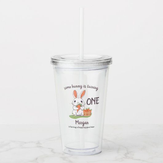 Some Bunny Is One Boys Girls第1誕生日 アクリルタンブラー (正面)