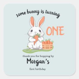 Some Bunny Is One Boys Girls第1誕生日 スクエアシール