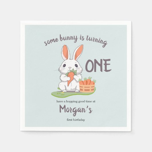 Some Bunny Is One Boys Girls第1誕生日 スタンダードカクテルナプキン (正面)
