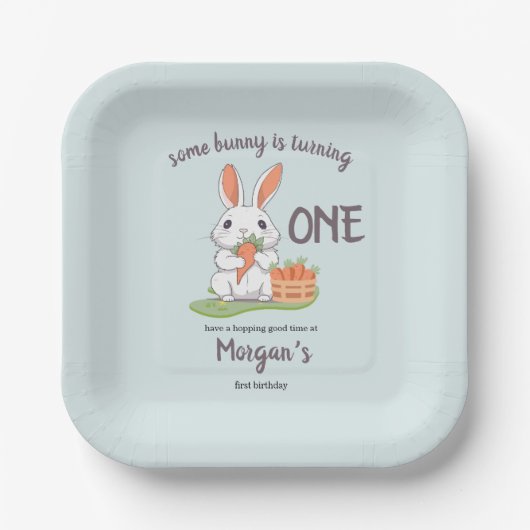 Some Bunny Is One Boys Girls第1誕生日 ペーパープレート (正面)
