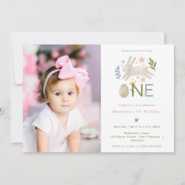 Some Bunny Is One Cute Girl 1st Birthday Photo 招待状