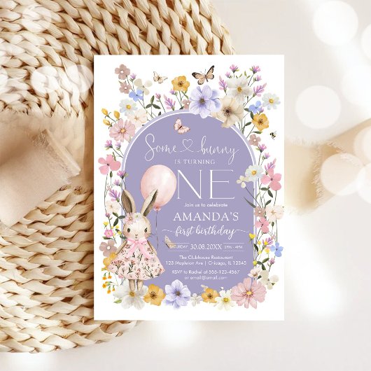 Some Bunny Is ONE First 1st Birthday Invitation 招待状