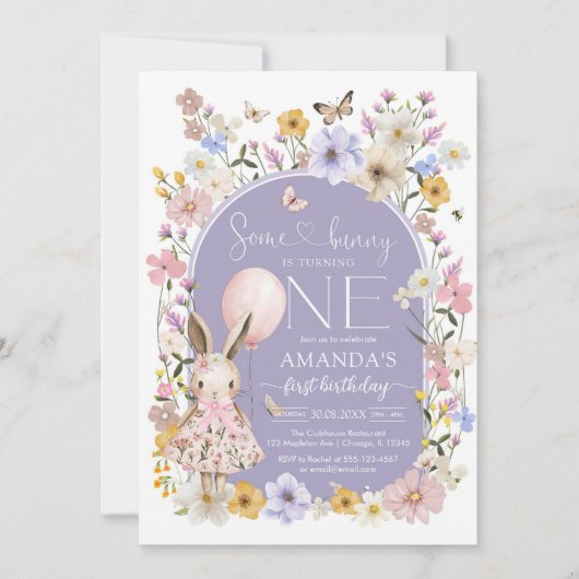 Some Bunny Is ONE First 1st Birthday Invitation 招待状 (正面)