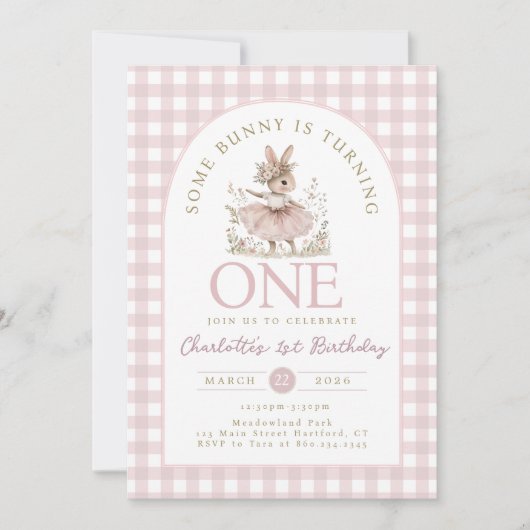 Some BUNNY is ONE First Birthday Invitation 招待状 (正面)