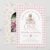 Some BUNNY is ONE First Birthday Invitation 招待状 (正面/裏面)