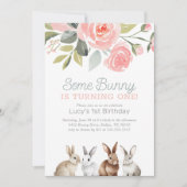 Some Bunny is One Girl 1st Birthday 招待状 (正面)