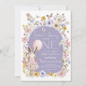 Some Bunny is ONE Girl Birthday Invitation 招待状 (正面)