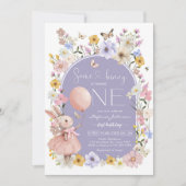 Some Bunny is ONE Girl Birthday Invitation 招待状 (正面)