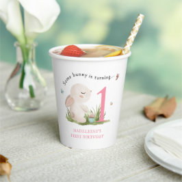 Some Bunny is One Girl's Pink 1st Birthday 紙コップ