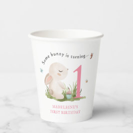 Some Bunny is One Girl's Pink 1st Birthday 紙コップ