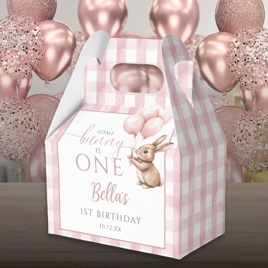 Some Bunny Is One Pink Balloons 1st Birthday フェイバーボックス