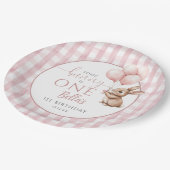 Some Bunny Is One Pink Balloons 1st Birthday ペーパープレート (アングル)