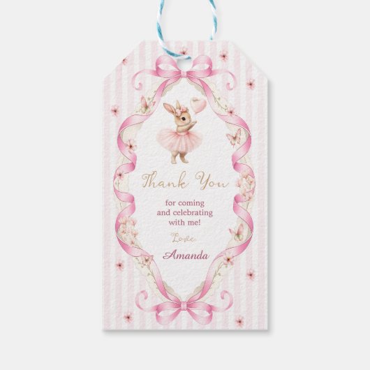 Some Bunny is One Pink Bow Gingham 1st Birthday ギフトタグ (裏面)