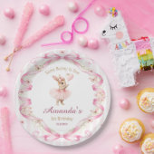 Some Bunny is One Pink Bow Gingham 1st Birthday ペーパープレート (パーティー)