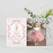 Some Bunny is One Pink Bow Gingham 1st Birthday 招待状 (スタンド正面)