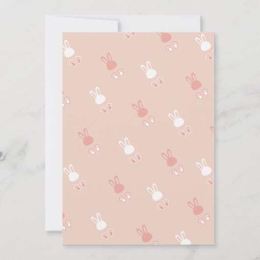 Some Bunny is One Pink Bow Rabbit 1st Birthday 招待状 (裏面)