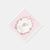 Some Bunny is One Pink Bow Rabbit First Birthday スタンダードカクテルナプキン (角)