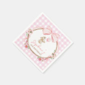 Some Bunny is One Pink Bow Rabbit First Birthday スタンダードカクテルナプキン (角)