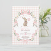 Some Bunny is One: Pink Bow Rabbit First Birthday  招待状 (スタンド正面)