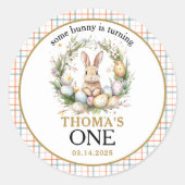 Some bunny Is Turning one 1歳の誕生日 ラウンドシール (正面)