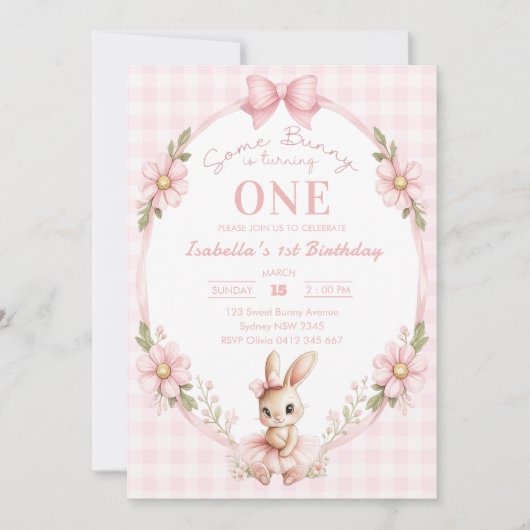 Some Bunny is Turning One 1st Birthday  招待状 (正面)