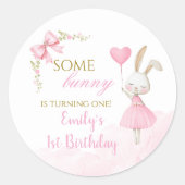 Some Bunny is Turning One 1st Birthday, Bow Topper ラウンドシール (正面)