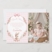 Some Bunny is Turning One 1st Birthday Photo サンキューカード (正面)