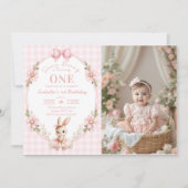 Some Bunny is Turning One 1st Birthday Photo 招待状 (正面)