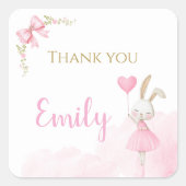 Some Bunny is Turning One 1st Birthday, Pink Bow  スクエアシール (正面)