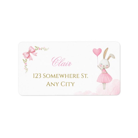 Some Bunny is Turning One 1st Birthday, Pink Bow ラベル (正面)