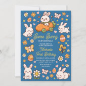 Some Bunny is Turning One Blue Easter Birthday 招待状 (正面)