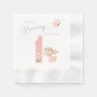 Some BUNNY is turning ONE dessert napkin 縁ありカクテルナプキン