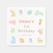 Some Bunny is Turning One Pastel Birthday スタンダードカクテルナプキン (正面)