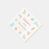 Some Bunny is Turning One Pastel Birthday スタンダードカクテルナプキン (角)