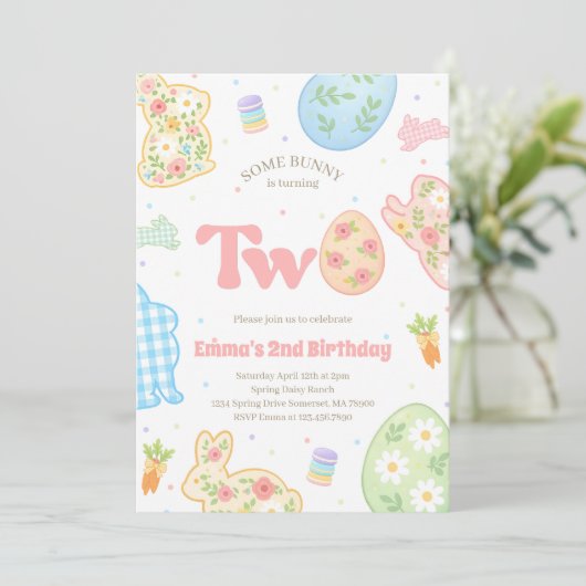 Some Bunny is Turning Two Pastel Birthday 招待状 (スタンド正面)