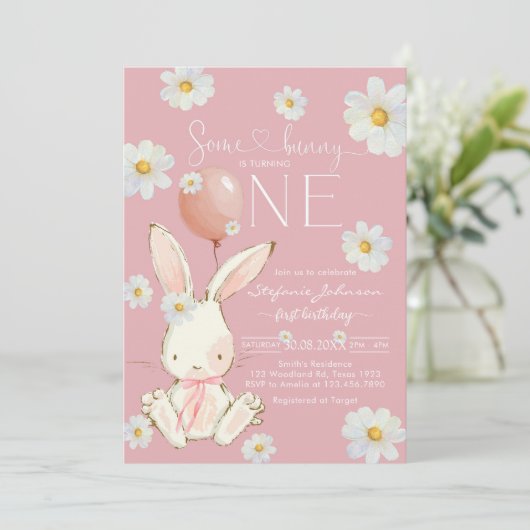 Some Bunny Little Bunny First 1st Birthday 招待状 (スタンド正面)
