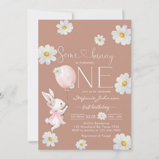 Some Bunny Little Bunny First 1st Birthday  招待状 (正面)