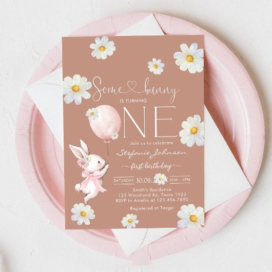 Some Bunny Little Bunny First 1st Birthday  招待状