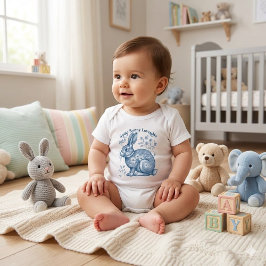 Some Bunny Loves Me Floral Blue Victorian Vintage ベビーボディスーツ