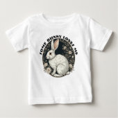 Some Bunny Loves Me Monochrome Easter Spring Flora ベビーTシャツ (正面)