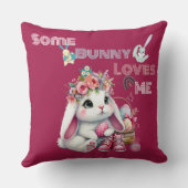 Some Bunny Loves Me Whimsical Spring Basket Custom クッション (裏面)