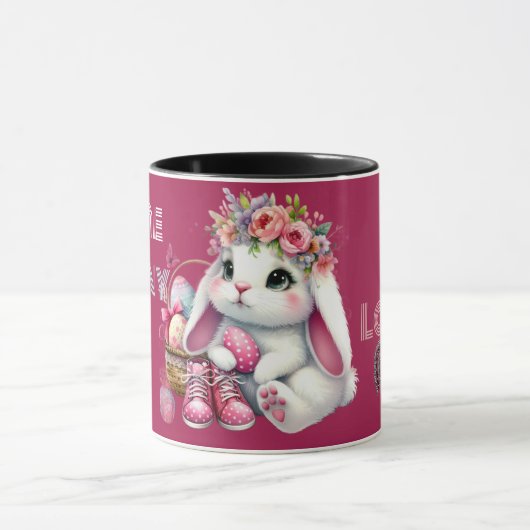 Some Bunny Loves Me Whimsical Spring Personalized  マグカップ (中央)